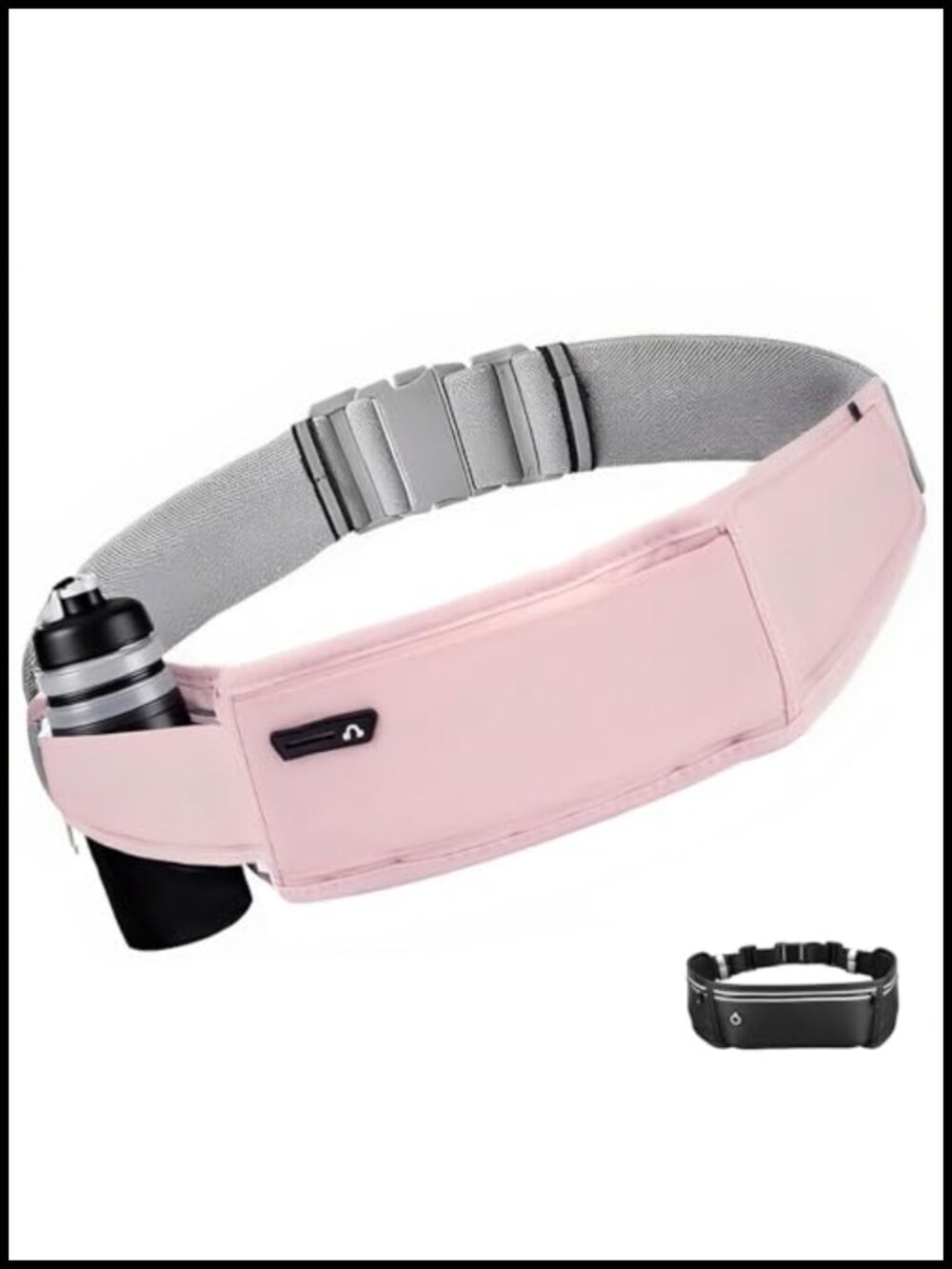 Running Belt Waist Pack 3 Pockets Fits 7.2" Phone Adjustable Bounce-Free